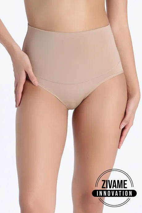 High Rise Full Coverage Tummy Tucker Hipster Panty - Nude