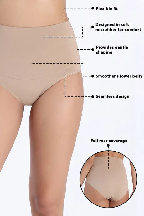 High Rise Full Coverage Tummy Tucker Hipster Panty - Nude